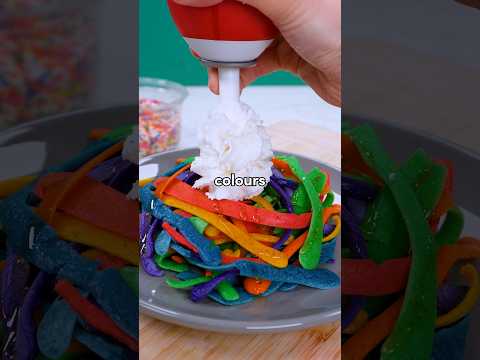 This RAINBOW PANCAKE SPAGHETTI is the ULTIMATE breakfast upgrade!