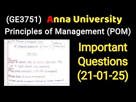 ge3751- POM | important questions | easy pass | 21-01-25 | anna university latest | how to study?