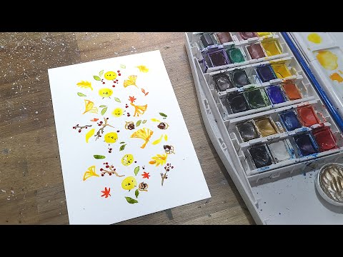 autumn, cute character, watercolor illustration