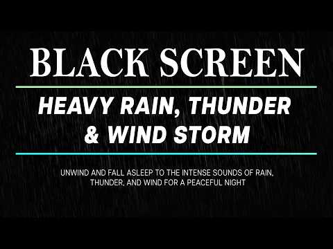 Heavy Rain and Thunder in the Suburbs with Wind Sounds | Black Screen for Relaxation