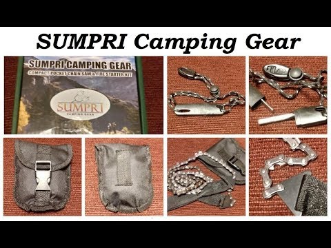 SUMPRI Camping Survival Gear 36 Inch Pocket Chainsaw & Magnesium Rod Firestarter Kit