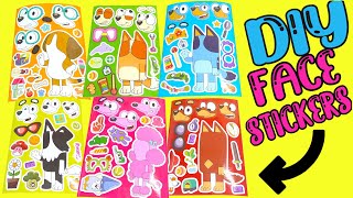 Bluey DIY Silly Face Stickers with Bingo, Coco, Honey Dolls