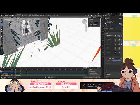 2D animation in Blender Grease Pencil / co-working stream! Come say hi :)