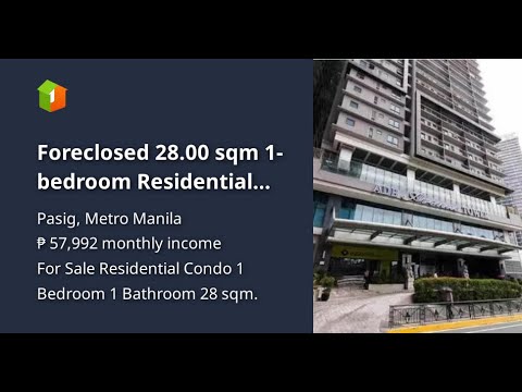 Foreclosed 28.00 sqm 1-bedroom Residential Condo For Sale in Pasig