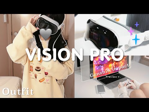 Apple Vision Pro 1TB aesthetic unboxing 🎮 Gaming & Work Test 🌟 Genshin Impact