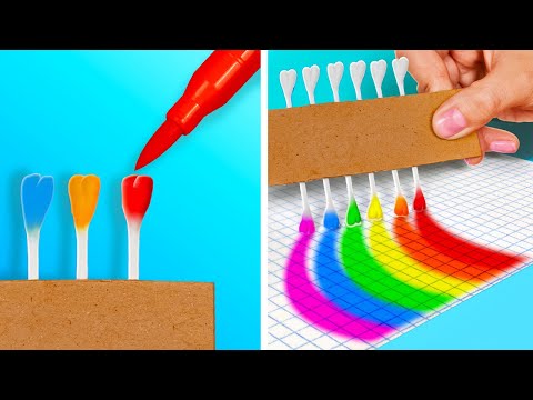 PARENTING HACKS AND GADGETS 📦 School Art and Drawing Hacks 🎨 Cardboard And Paper Crafts by 123 GO