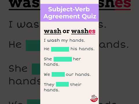 Subject Verb Agreement Quiz - Wash or Washes - inflectional endings  #englishquiz