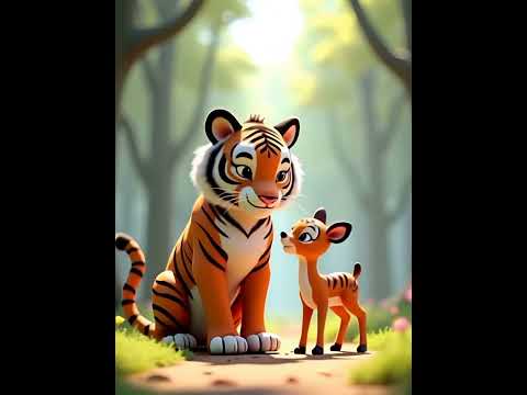 Tiger is playing with baby deer #story #eeriesounds #scary #kidsvideo #kidsvideo #kidstoyreviews