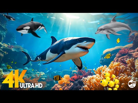 Aquarium 4K VIDEO(ULTRA HD) 🐠 Amazing Beautiful Coral Reef Fish, Relaxing Sleep Meditation Music