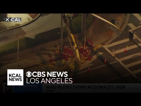 McDonald's sign falls to ground, injuring bicyclist in Lomita