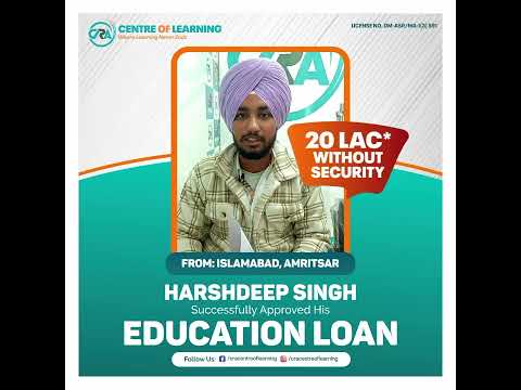 Congratulations to Harshdeep Singh for getting Education Loan of amount 20 lac to study in abroad.