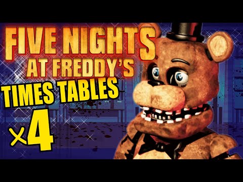 Five Nights at Freddys FNAF Teaching Multiplication Times Tables x4 Educational Math Video for Kids