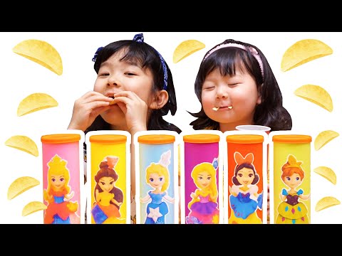 【寸劇】ふしぎなポテトチップスで ディズニープリンセス に変身しちゃおう！ 変身ごっこ /  Pretend play with Magical chips - Disney princesses