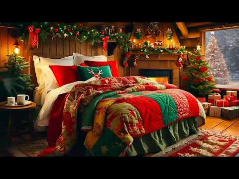 Cozy Cabin Winter: Snowfall, White Noise & Christmas Vibes. #snowynight #christmasdecor