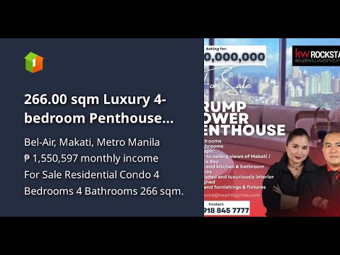 266.00 sqm Luxury 4-bedroom Penthouse Condo For Sale in Trump Tower Makati