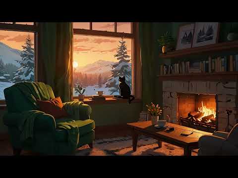 🔥 Lofi Piano & Fireplace: Relaxing Beats for Study, Work, Relax or Unwinding 🔥