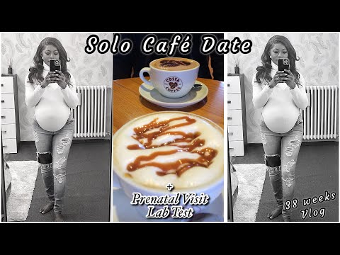 PREGNANCY CRAVINGS: Solo Café Date @ 38 weeks Pregnant + Driving with contractions + Prenatal Visits