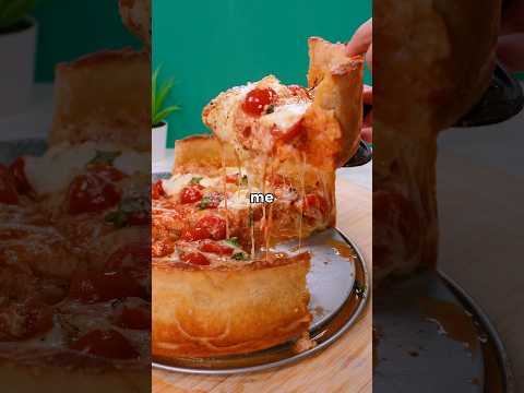 This DEEP DISH PIZZA is so cheesy it's probably a CRIME!