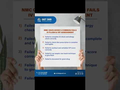 NMC OSCE AVOID 5 COMMON  fails IV FLUSH & VIP ASSESSMENT #nurses #oet #nmc #nhs  #nurselife #best