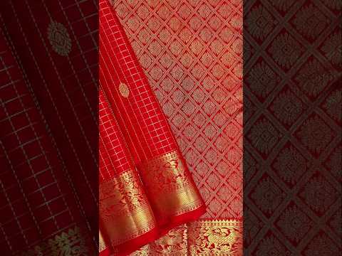 Whatsapp +447838394549 SSR Textiless - Traditional Red checked Kanchipuram Pure Silk Saree