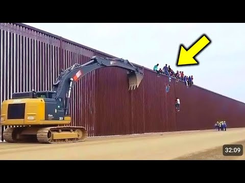 *SHOCKING* Border Patrol Catch Migrants Desperately Climbing U S  Border Wall During Construction