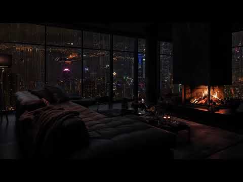 Overcome Insomnia Symptoms with Rain & Firelight in a Cozy Room