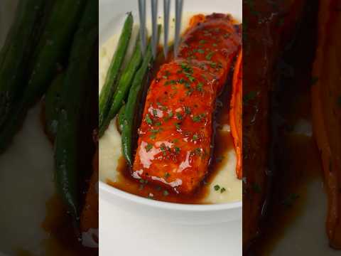 Honey Bourbon Glazed Salmon & Mashed Potatoes