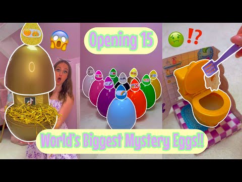 [ASMR] OPENING 15 *WORLDS BIGGEST* RAINBOW MYSTERY EGGS!!😱🥚🌈⁉️ (100+ SURPRISES!!🫢) Rhia Official♡