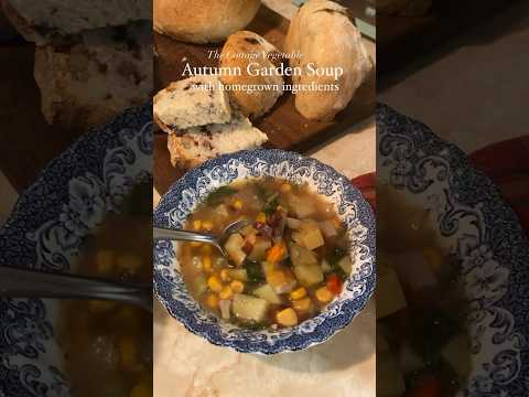 Colorful Autumn Soup with Ingredients from the Garden 🍂 #cottagegarden #gardenharvest