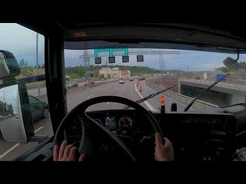 POV Truck & Trailer driving, Scania G490, summer rain | Stockholm, E4 motorway Northbound