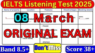 08 MARCH 2025 LATEST IELTS LISTENING TEST WITH ANSWER KEY | IELTS | IDP & BC