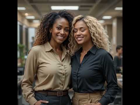 Office Moments  Two African American Women Share a Kiss in the Workplace  #lesbian #kiss #love