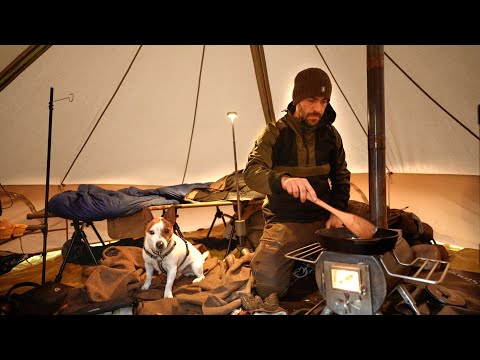 Early Winter Hot Tent Camping: Woodstove & Canvas Tent