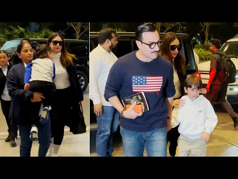 Kareena Kapoor With Saif Ali Khan And Kids Fly From Mumbai Spotted At Airport