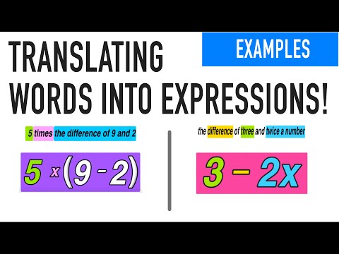 Practice Problems: Convert Words to Algebraic Expressions