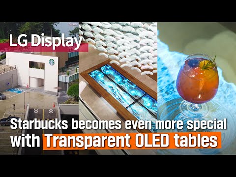 Experience the cup of coffee on the ultra-large Transparent OLED Table [Starbucks X LG Display]