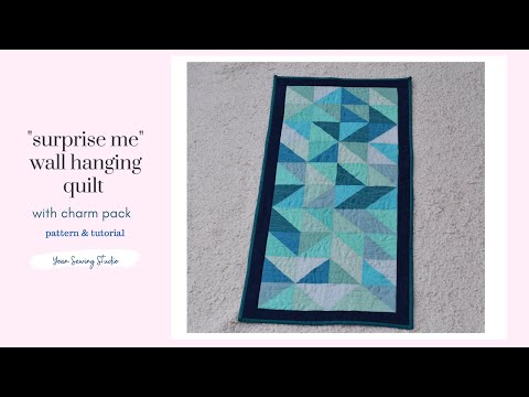 quilt wall hanging tutorial - half square triangles - surprise me quilt wall hanging