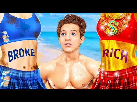 RICH vs BROKE at the Beach - Best SUMMER Hacks on How to Become Popular