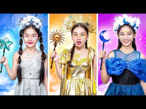 Moon Girl, Sun Girl And Star Girl In Dress Up Challenge! Who Will Be The Queen Of The Contest?