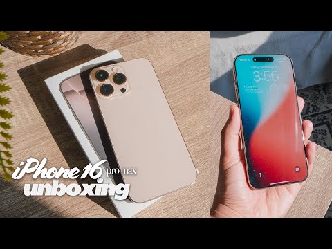 iphone 16 pro max desert titanium aesthetic unboxing + setup & accessories 