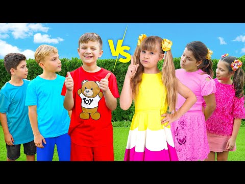 Girls vs Boys Challenge with Diana and Roma