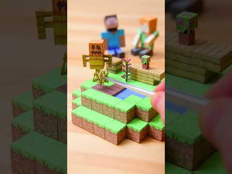 Magnetic Papercraft / Tiny Garden Minecraft #shorts