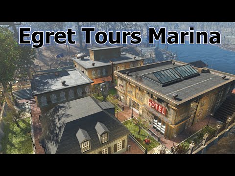 Fallout 4 Egret Tours Marina Settlement Tour | Riverside Town | Detailed Settlement Build