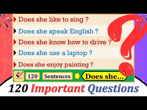 120 important Questions with "Does she" | Present Indefinite Tense | Interrogative Sentences