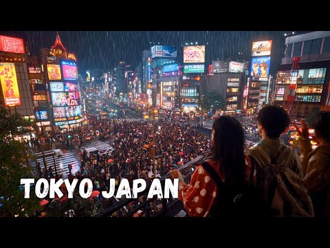 Tokyo Night Walk: Harajuku's Takeshita Street to Iconic Shibuya Crossing | 4K HDR Walking Tour