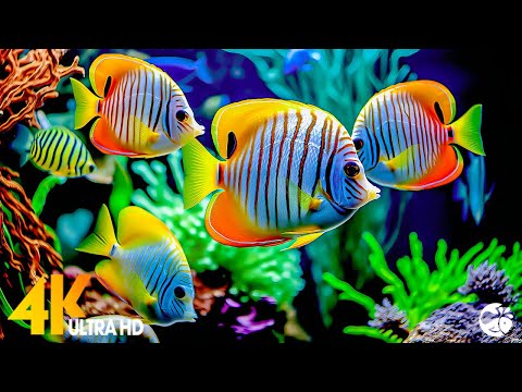 Aquarium 4K VIDEO (ULTRA HD) 🐠 Sea Animals With Relaxing Music - Rare &Colorful Sea Life Video