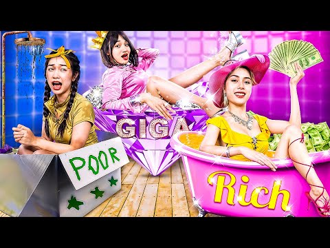 Rich Vs Poor Vs Giga Rich Girl At The Swimming Pool! Giga Rich Girl Is A Thief!