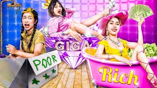 Rich Vs Poor Vs Giga Rich Girl At The Swimming Pool! Giga Rich Girl Is A Thief!