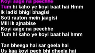 Ek Ladki Bheegi Bhaagi Si Hindi Karaoke With Lyrics