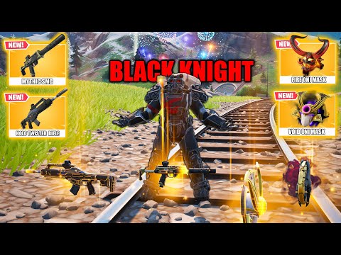 Black Knight T-60 Armor vs ALL NEW MEDALLIONS & MYTHIC WEAPONS ( NEW! Fortnite Chapter 6 Season 1 )